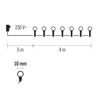 Lampki choinkowe 40 LED kulki 4m IP44 NIEB./BIAŁE, timer EMOS (ZY2018T)